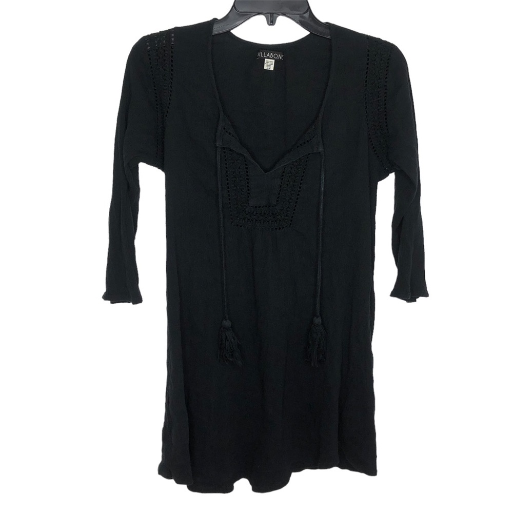 Billabong Summer Black Dress Beach or Pool cover up Small Hobo Cute